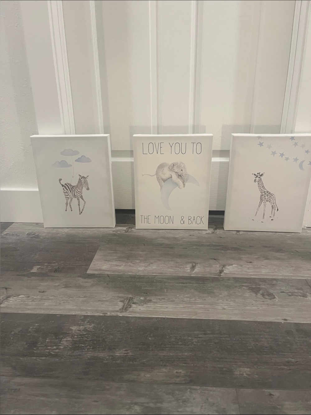 Neutral Safari Animal Canvas Wall Art Set - Love You to The Moon & Back